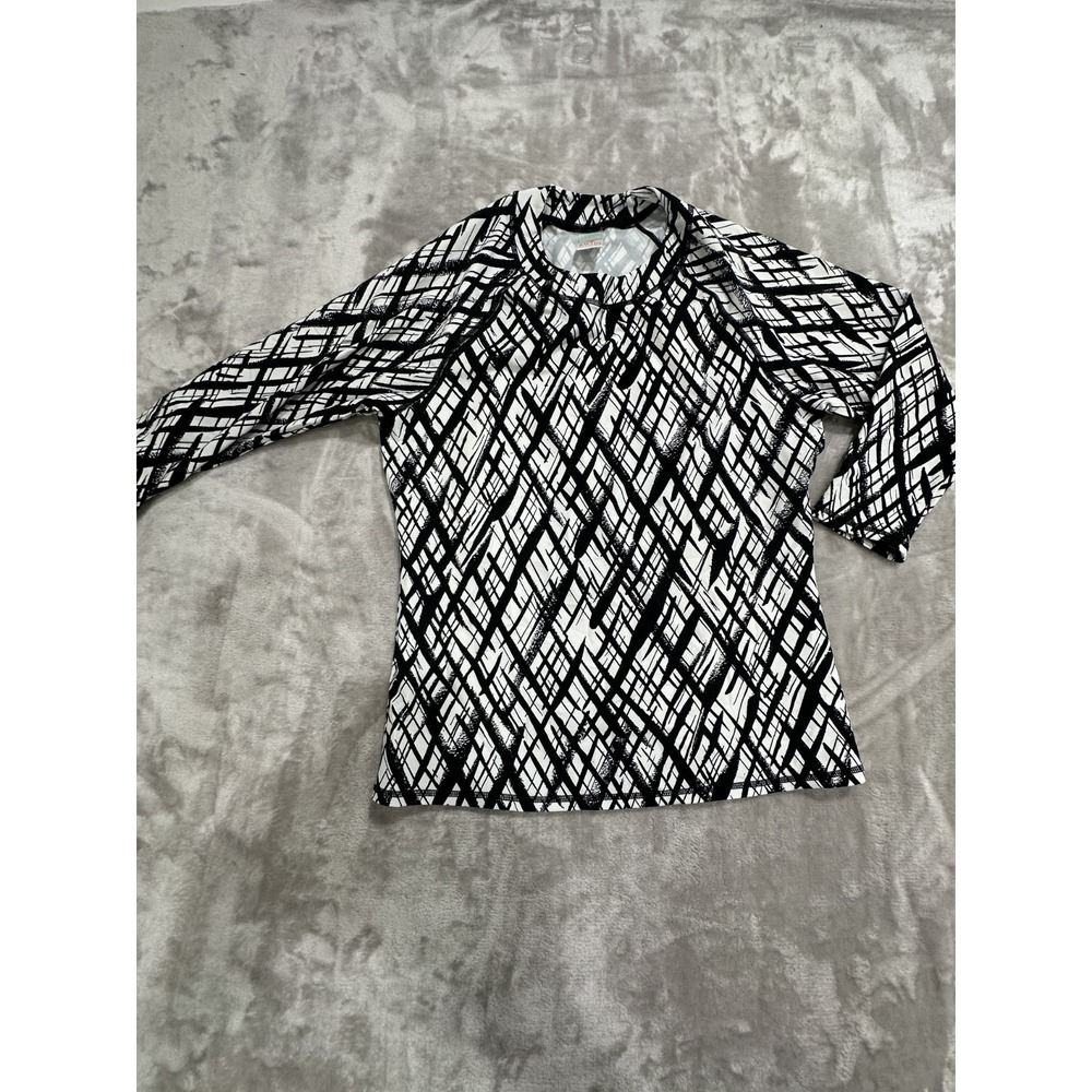 Swim Systems Long Sleeve Top Women's Size Medium Black White Rash Guard‎ EUC